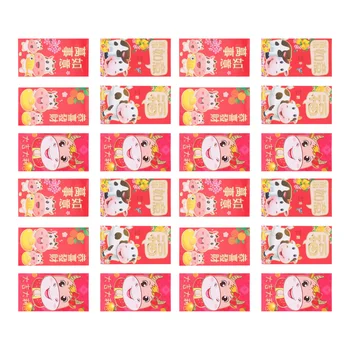 

60pcs 2021 New Year Red Envelopes Cartoon Ox Zodiac Red Envelopes(Random Style)