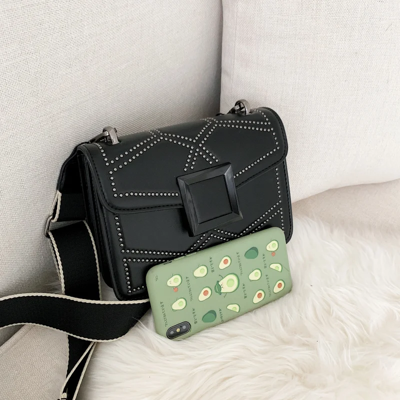 Small PU Leather Rivet Crossbody Bags For Women Lady Fashion Shoulder Messenger Bag Female Travel Handbags