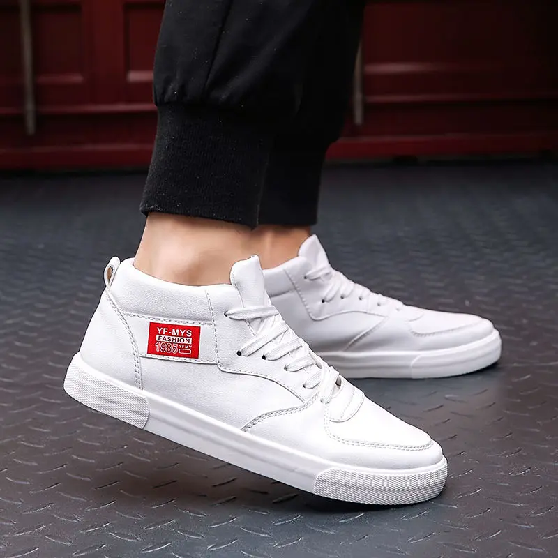 

White sneakers women spring high top sneakers woman leather shoes 2020 spring new unisex sneakers