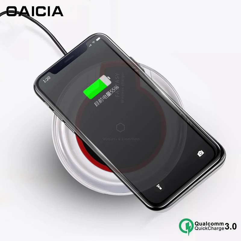 

Qi Wireless Charger for Samsung S8 S9 Plus Note 9 8 Fast QC3.0 Wireless Charging for iPhone X Xs MAX XR 8 Plus Phone Charger Pad