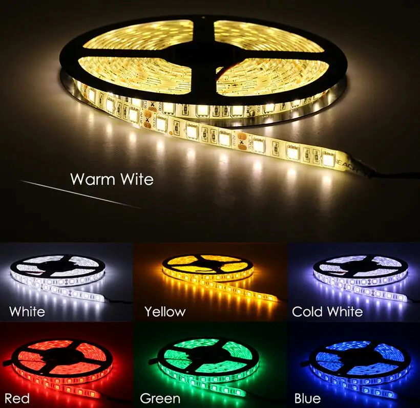 Горячая распродажа 5050 DC24V не водонепроницаемый RGB светодиодный светильник 5 м 300 светодиодов 60 светодиодов/м Fiexble светильник Светодиодная лента лампа для украшения дома