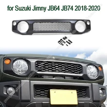 Przedni Grill dla Suzuki Jimny JB64 JB74 2018-2020 czarny/srebrny ABS samochód z przodu wyścigi Mesh Honeycomb Grille akcesoria