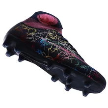 Детские мужские высокие футбольные бутсы детские футбольные бутсы удобные шипы бутсы черные зеленые уличные футбольные бутсы для детей