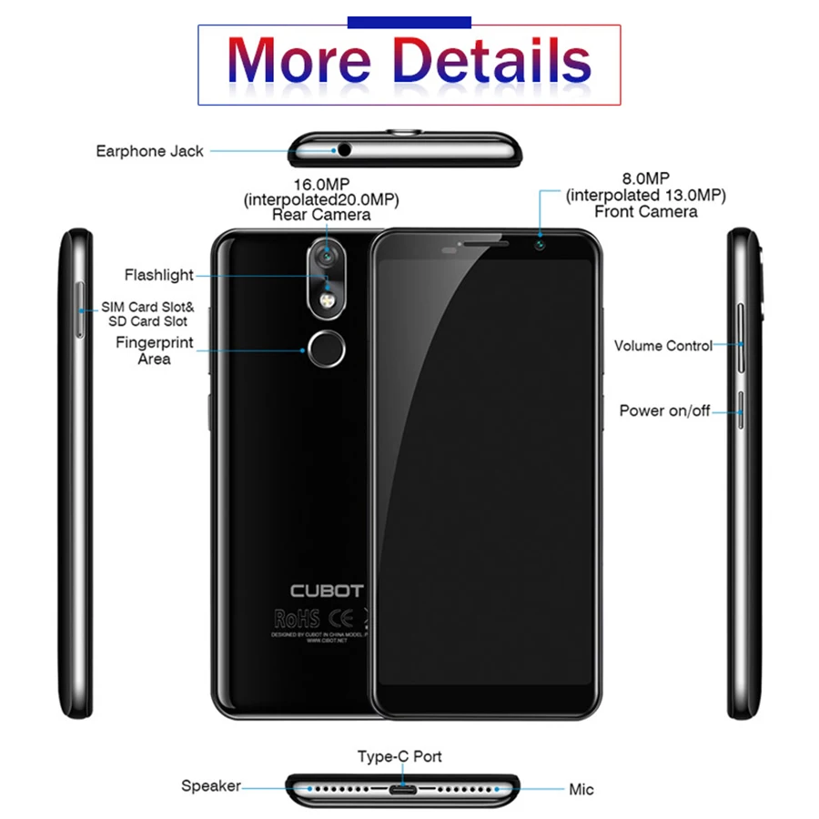 Cubot power 5,99 дюймов Android 8,1 MT6763T восьмиядерный смартфон 16.0MP 6G ram 128G rom 6000mAh отпечаток пальца 4G мобильный телефон