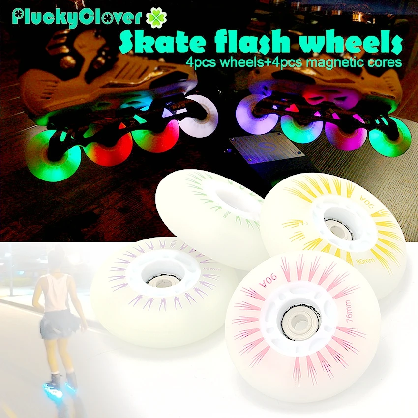 4 Pieces Inline Skate Roller Skates Wheels Flash Wheels 72mm 76mm 80mm 