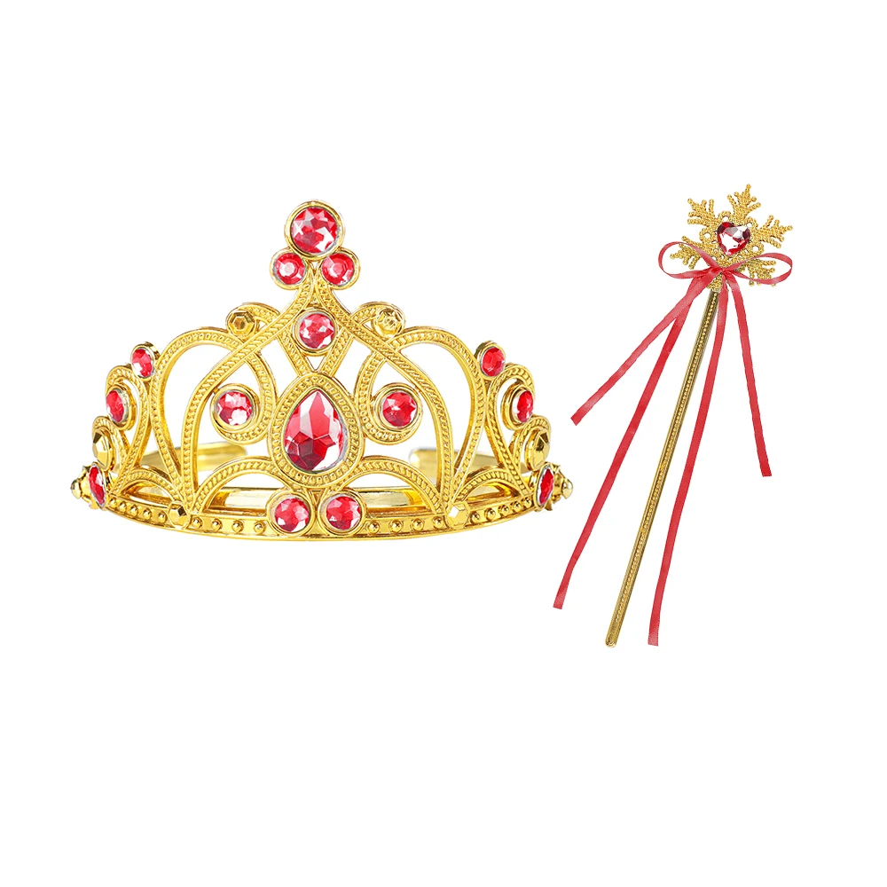 Girls Elsa Accessories Red Wand Crown Jewelry Set for Princess Cosplay Anna Sleep Beauty Snow Queen 2 | Детская одежда и обувь