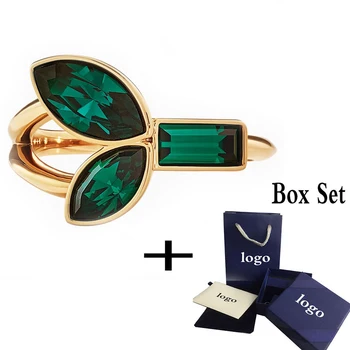 

High quality SWA New BEAUTIFUL EARTH BY SUSAN ROCKEFELLER Ring Green Bamboo Decoration Crystal Female Romantic Engagement Gift