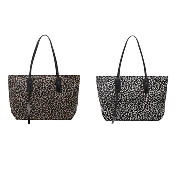 

Fashion Retro Leopard Large Tote Bag Fashion Canvas Women's Designer Handbag High Capacity Shoulder Messenger Bag