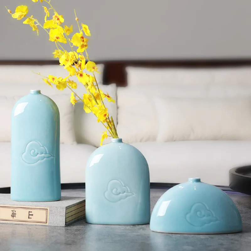 

New Blue Color Cloud Marks Ceramic Vase Desktop Ornaments New House Living Room Desk TV Cabinet Vase Decorations