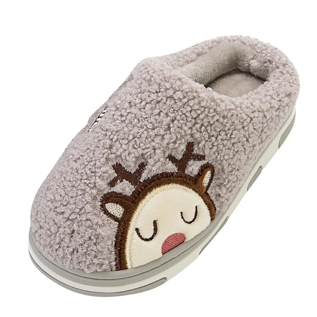 Детские тапочки; зимняя обувь с героями мультфильмов для маленьких мальчиков и девочек; теплая зимняя домашняя повседневная обувь с рисунком оленя; pantuflas