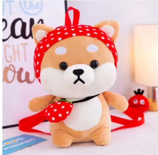strawberry Игрушек! Милая плюшевая игрушка мультфильм Шиба собака поворот к Динозавру кролик клубника лося мягкий рюкзак подарок на день рождения Рождество 1 шт - Цвет: strawberry