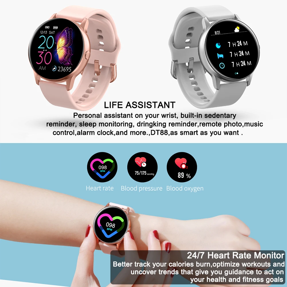 Fitness Tracker Bluetooth Smart Watch Band Heart Rate Blood Pressure Monitor Smart Bracelet Waterproof Pedometer for Android IOS