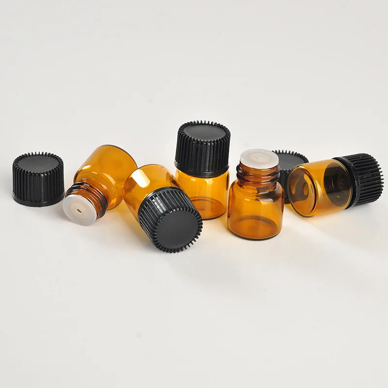

1ML 2ML Brown Glass Perfume Travel Bottle for Essential Oil Empty Contenitori Cosmetic Vials Personal Care Sample Jar 100pcs/lot