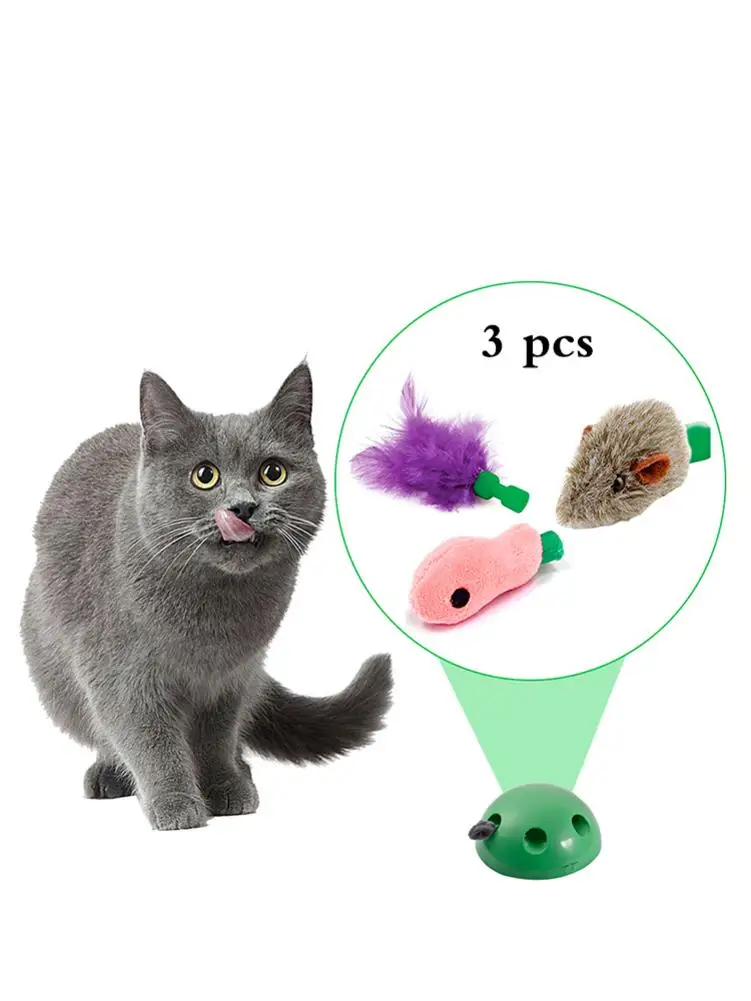 

3Pcs Cat Toy Pop Play Pet Toy Ball POP N PLAY Cat Scratching Device With 3 Replaceable Accessories Mouse Fish Feather