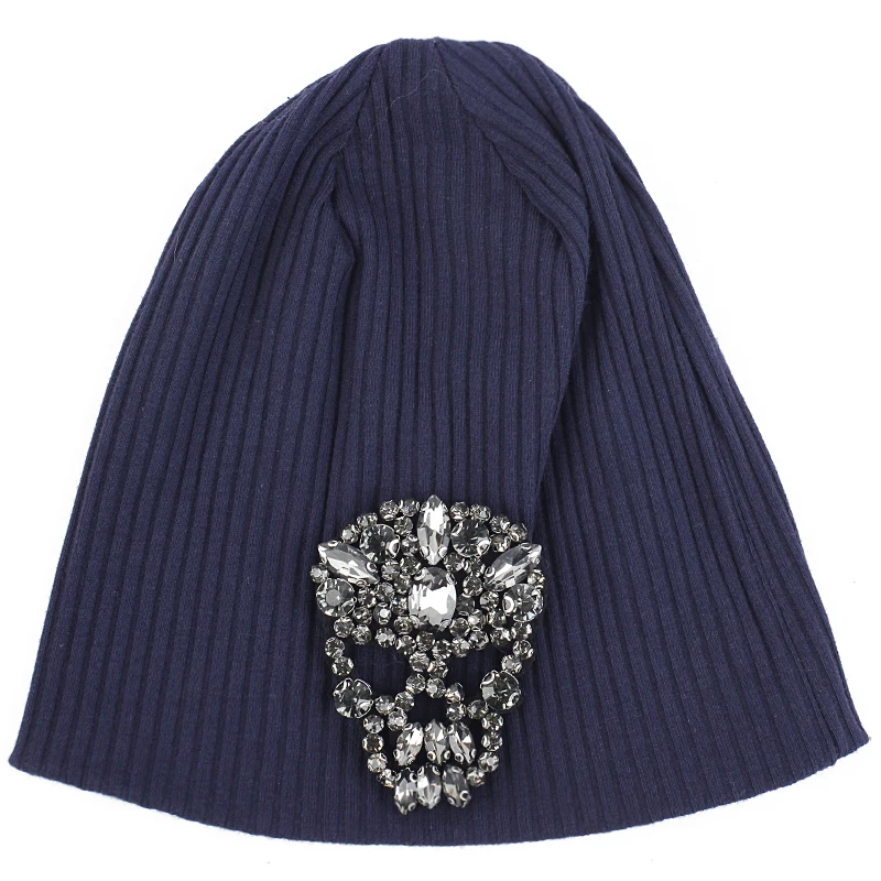 gray navy Geebro ребристая шапочка, пуловер с головой черепа, шапка с черепом для малышей, ангел, детская зимняя теплая шапка для 0-12 месяцев - Цвет: gray navy