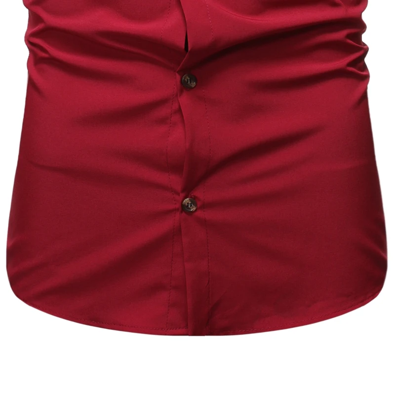 Мужская рубашка с длинными рукавами, новый бренд, Epaulette Red Camisa Social Chemise Homme, Повседневная Деловая приталенная Мужская рубашка, уличная одежда