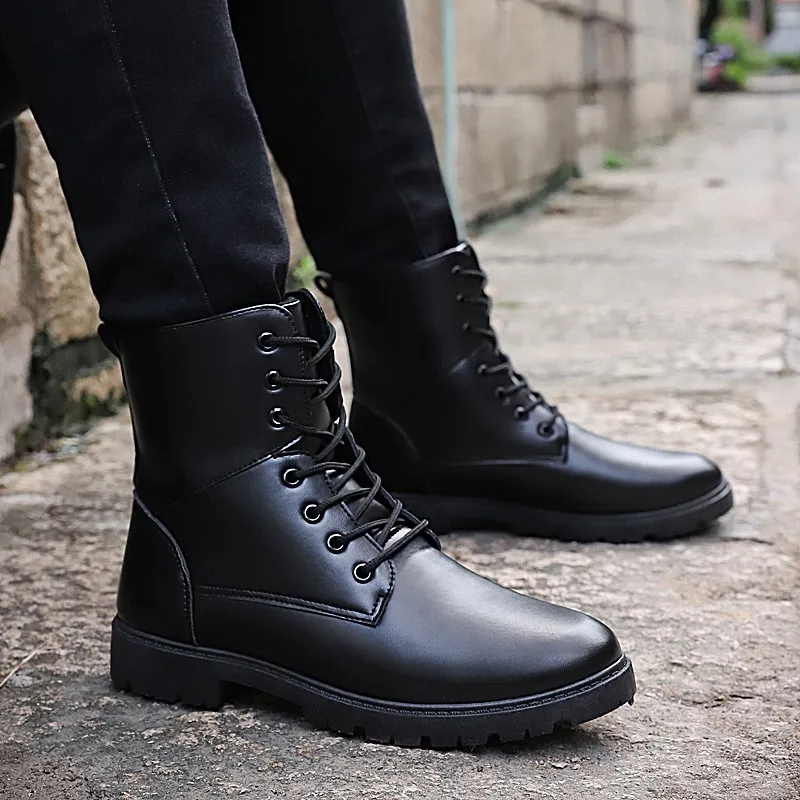 Г. Демисезонные мужские рабочие ботинки повседневная обувь с высоким берцем для мужчин, красные, черные военные ботинки мужские ботинки из искусственной кожи