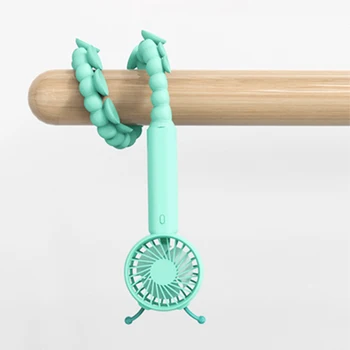 

Portable Mini Caterpillar Small Fan USB Charging Sucker Holder Lazy Handheld Hanging Neck Fan 360 Degree Rotation
