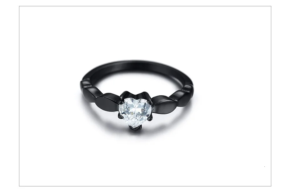Vnox сердце любовь обручальные кольца для женщин Bling CZ Черный Нержавеющая сталь женский союз ювелирные изделия
