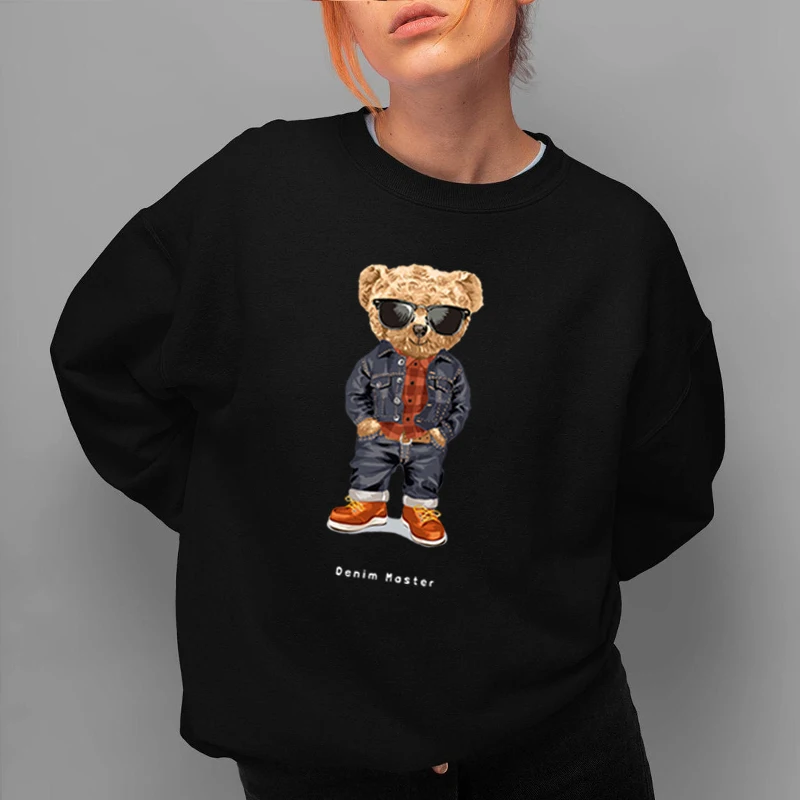 Fashion Creative Gentleman Teddy Bear Sweatshirt Autumn/Winter Thickening Plus-size Men and Women Hoodies Lovers Hoodie S-4XL trendy hoodies for women