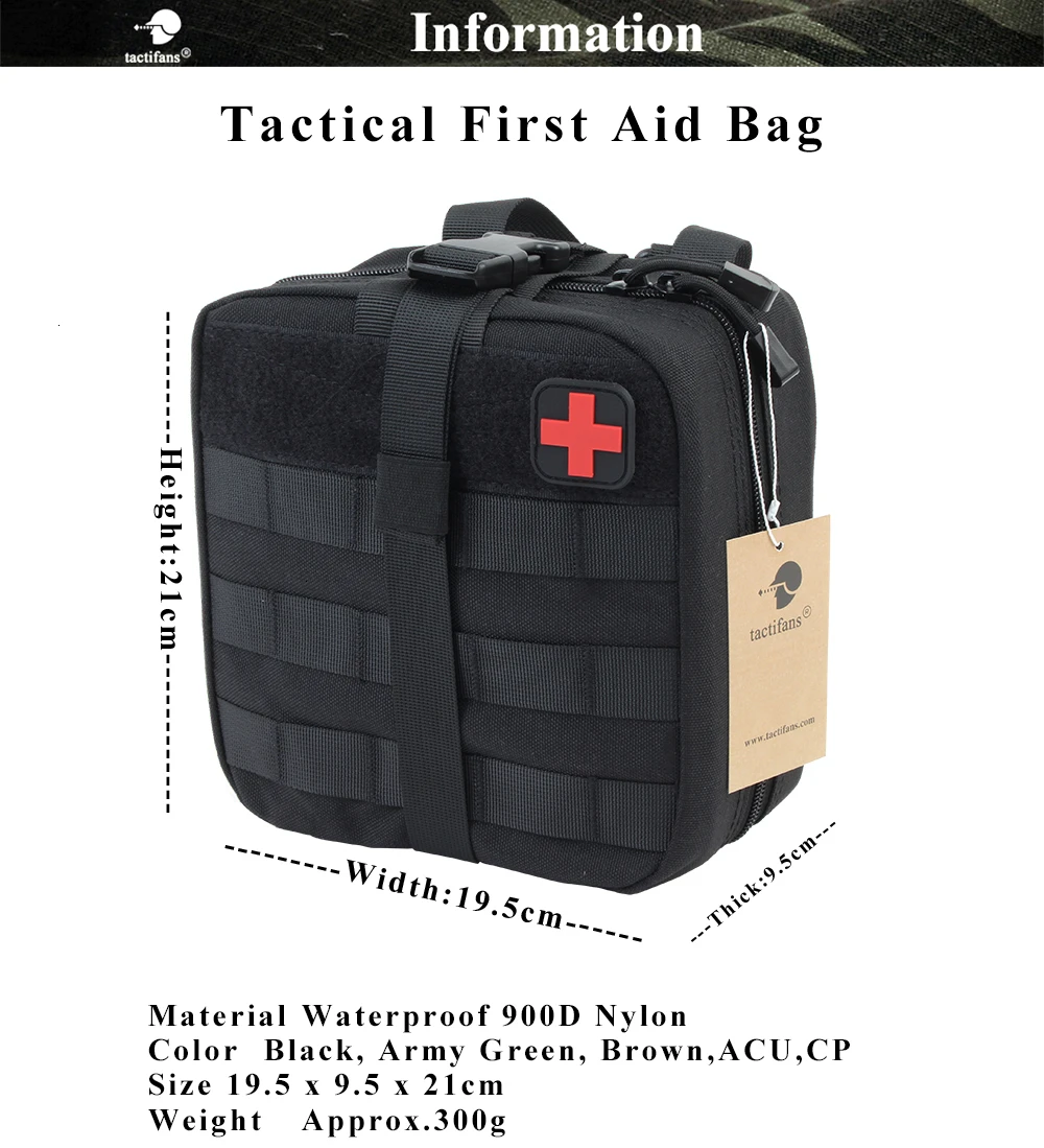 TACTIFANS Патч-кейс для оказания первой медицинской помощи Molle Hook and Loop Тактический медицинский комплект EMT Emergency EDC Rip-Away Survival IFAK