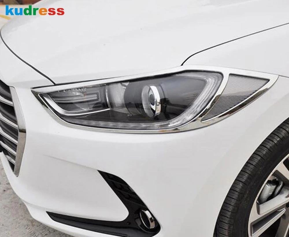 Для hyundai Elantra Avante 6th GE ABS Хромированная внешняя крышка фары передняя лампа декоративная отделка автомобиля Стайлинг 2 шт