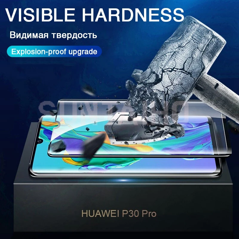 9D закаленное стекло для huawei P30 P20 Lite Защитная пленка с закругленными краями P10 Plus