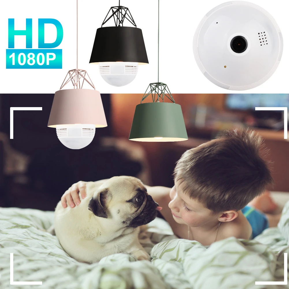1080P 360 Degree indoor ip Camera Security Wireless Lamp Cameras Fisheye Panoramic Bulb HD support WIFI Network Remote Monitor