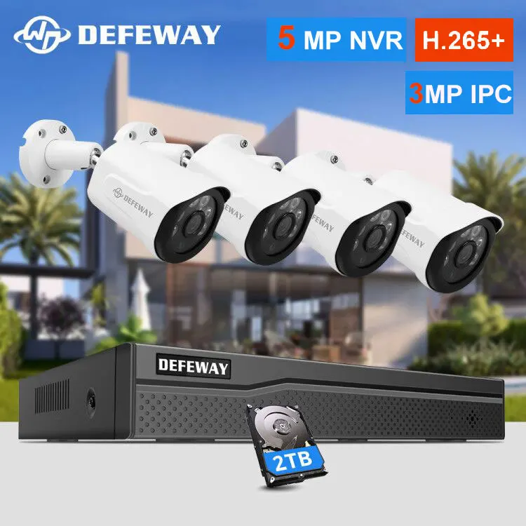 DEFEWAY видеонаблюдение PoE Комплект 4 шт. 3.0MP ip камера 8CH/4CH 1080P HD NVR наружная система видеонаблюдения комплект видеонаблюдения|Система наблюдения|   | АлиЭкспресс