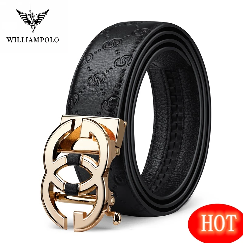 WilliamPolo пояс из натуральной кожи мужской Элитный бренд дизайнер с героями