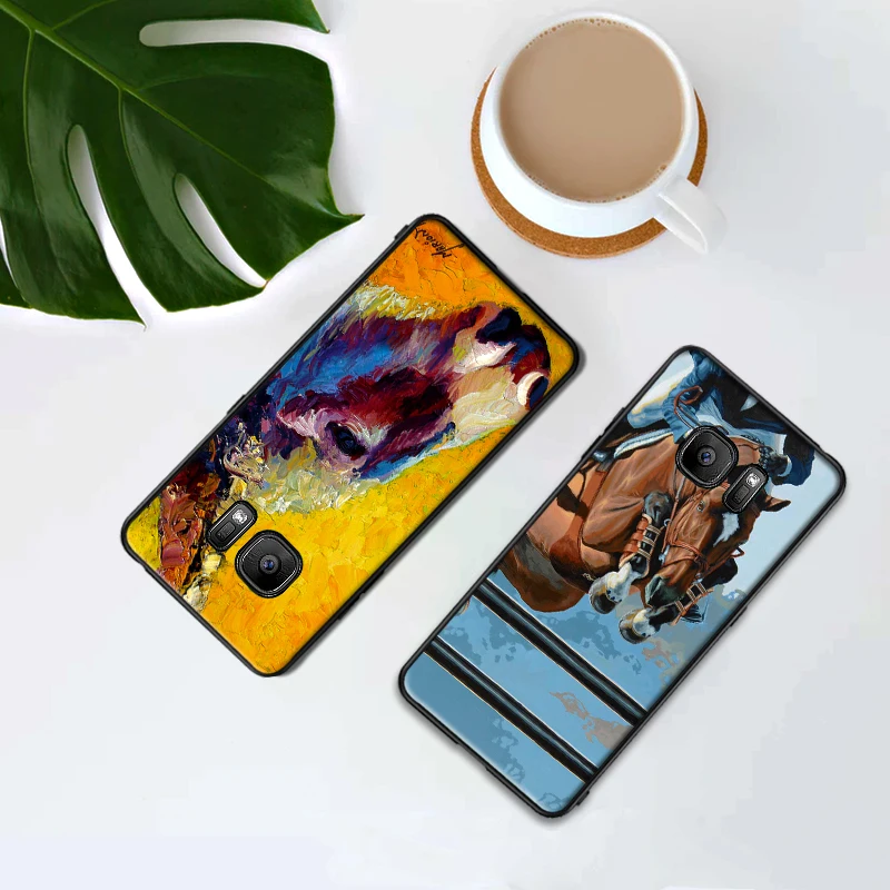 Для samsung A3 A5 A6 A7 A8 A9 A10 A20 A30 A40 A50 A60 плюс полное покрытие лошади картины силиконовая