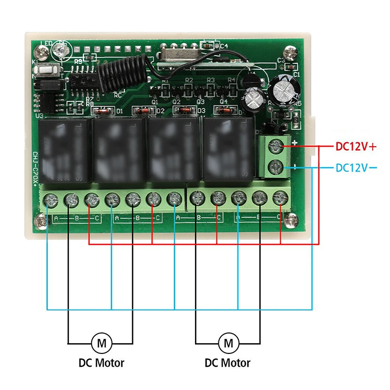 12V 4CH Регулируемый канал 443MHz Беспроводной RF пульт дистанционного управления релейный переключатель W/2x приемники управления Лер