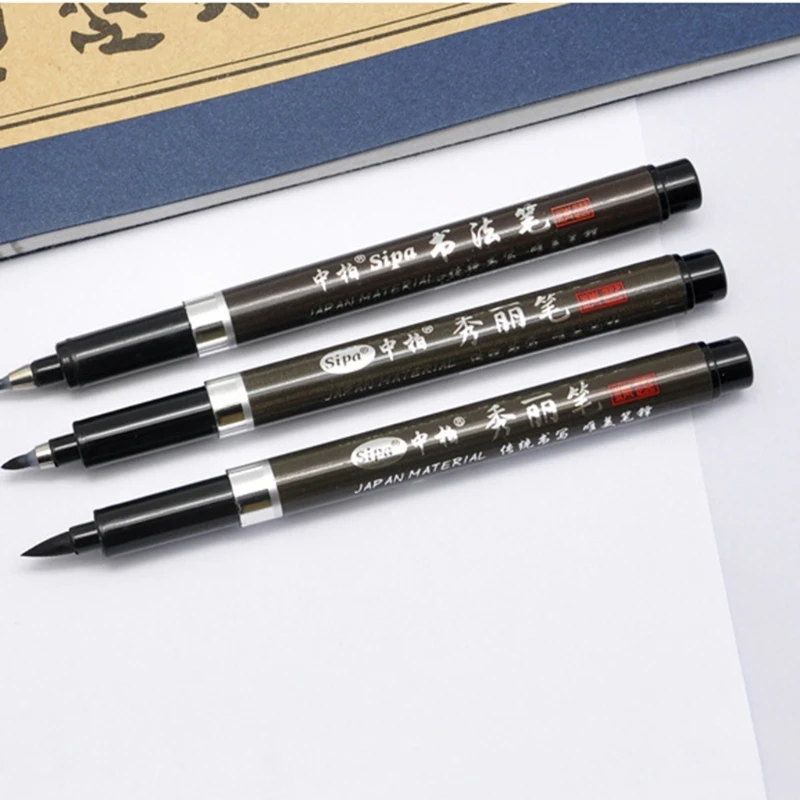 Tanio Czarny pędzel długopisy akwarela chiński kaligrafia szczotki długopisy dla