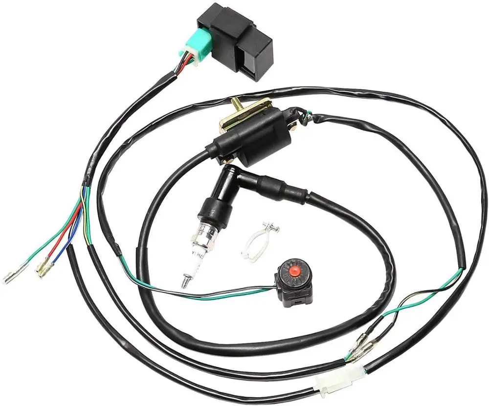 WPHMOTO CDI катушка зажигания Свеча зажигания Жгут проводов ткацкий станок для Kick Start Dirt Pit Bike 50cc-160cc