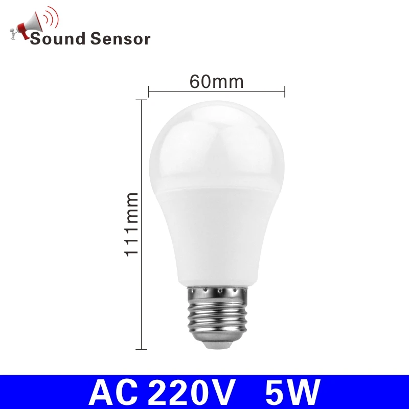 Светодиодный датчик движения PIR лампа 5 Вт 7 Вт 9 Вт 12 Вт датчик звука лампа переменного тока 110 В 220 В Авто умный светодиодный инфракрасный PIR корпус E27 светильник лампа - Испускаемый цвет: 5W Sound Sensor