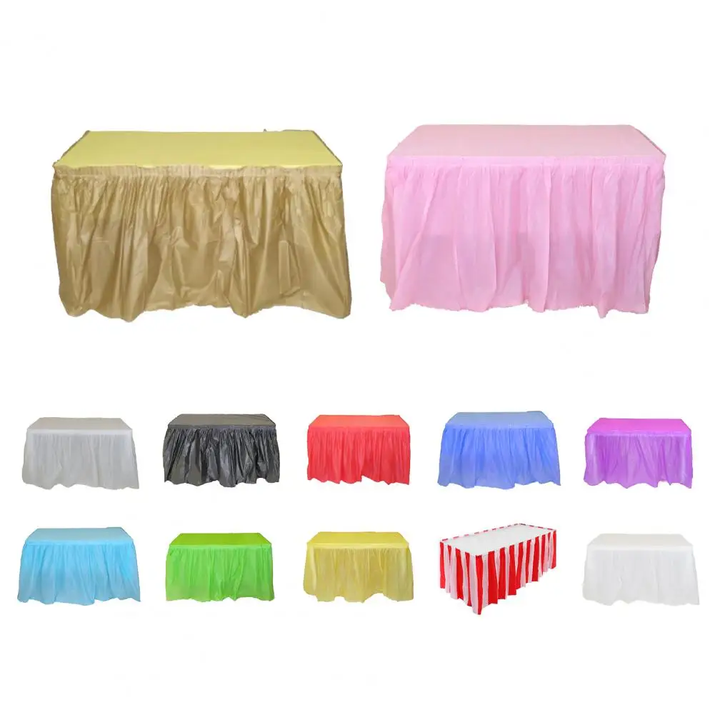 Eye-catching Table Skirt Washable PEVA Decorative Waterproof Table Desk Dress Cover for Home Decoration Kitchen Party Supplies