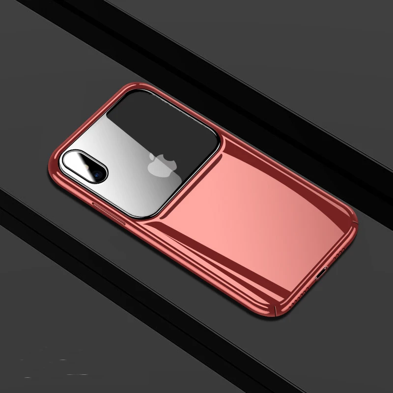 Для iPhone7 8 plus x xs xr xsmax Чехол для мобильного телефона стеклянный зеркальный чехол с рисунком все-в-одном защитный чехол - Цвет: Красный
