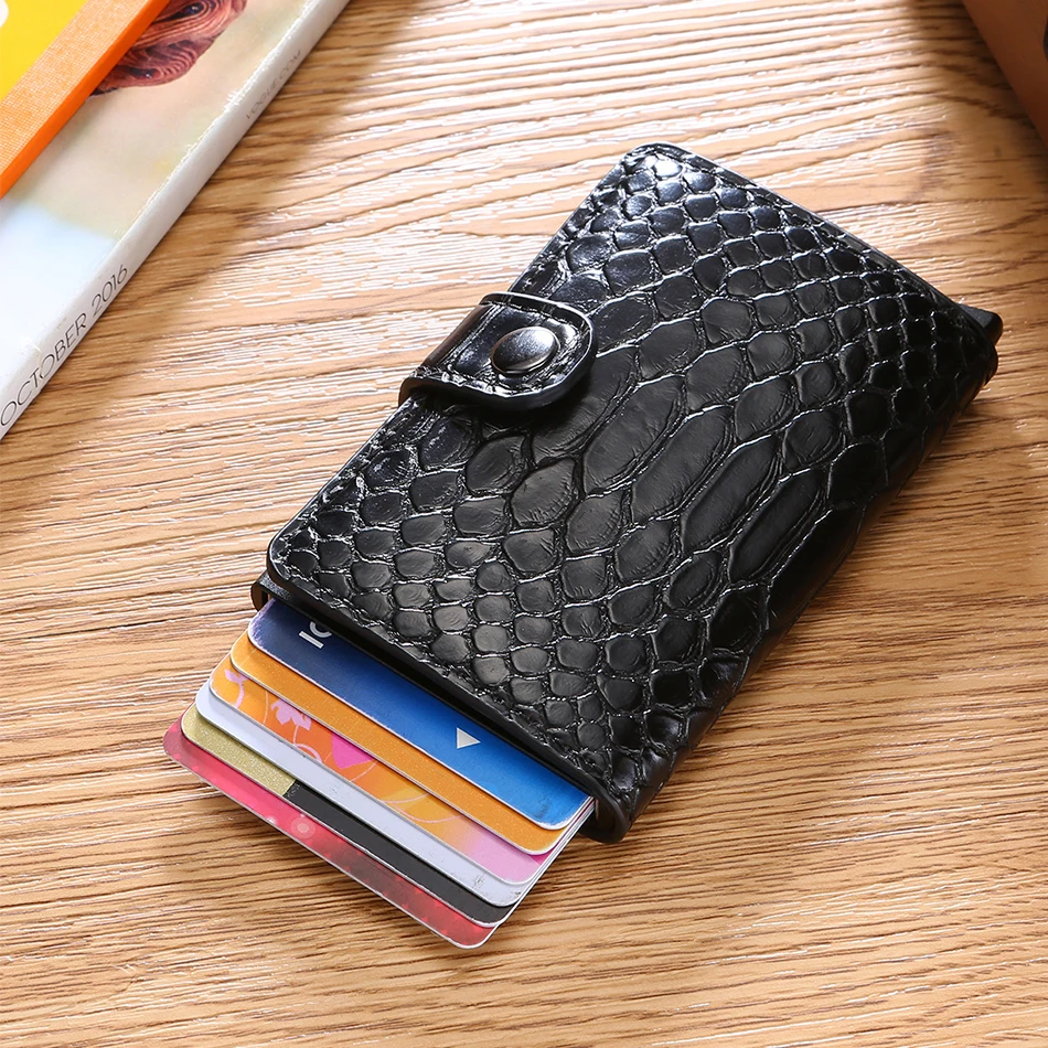 RFID кошелек PU держатель для карт кошелек RFID Блокировка металлическая коробка Кредитная карта алюминиевый чехол для визиток кошелек для путешествий ID кошелек
