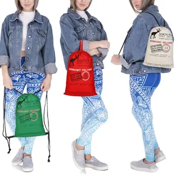 

3pcs Cotton Drawstring Storage Package Bag Large Capacity Santa Claus Christmas Gift Pouch