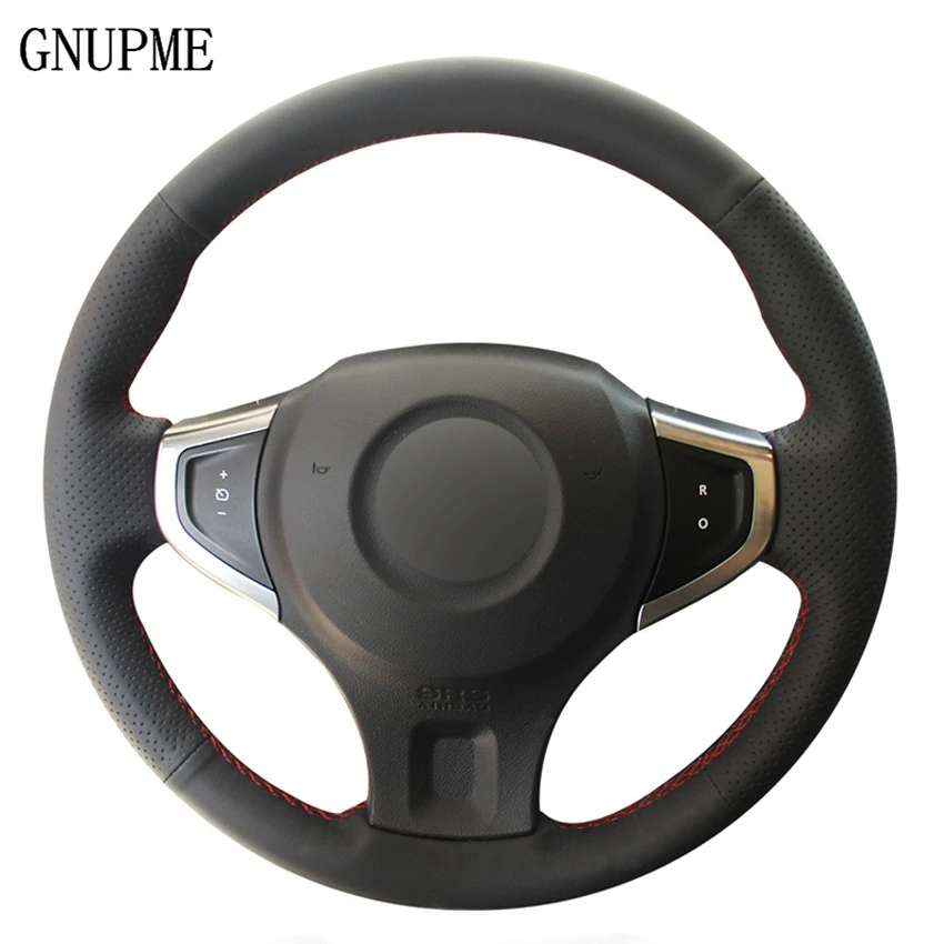 

DIY Black Artificial Leather Hand-stitched Car Steering Wheel Cover for Renault Koleos 2009-2014 Samsung QM5