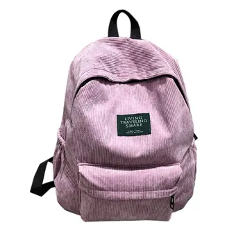 

College Style Simple Velvet Backpack Large Capacity Zipper Back Bag Casual Travel Bag Universal School Bag For Teenagers