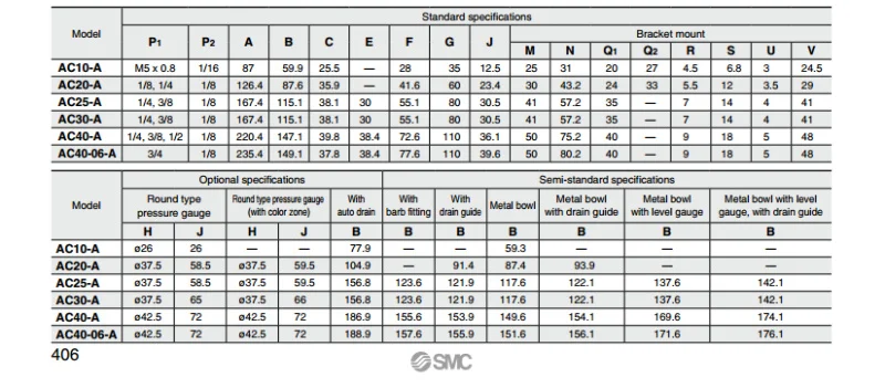 AC20-02 AC20A-02G-A AC20-02-A AC20A-02-A AC30A-03-A AC30A-03G-A AC40A-04-A SMC пневматические компоненты тройной газа источник переменного тока серии