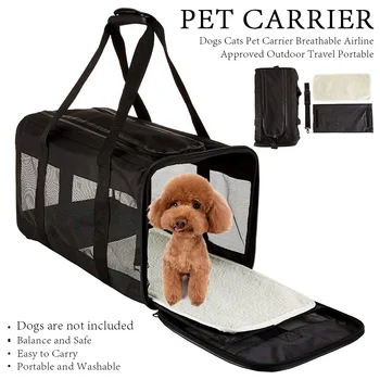 

Outdoor Travel Carrying Cage Dogs Cats Airline Approved With Window Wear Resistant Pet Carrier Portable Oxford Cloth Collapsible