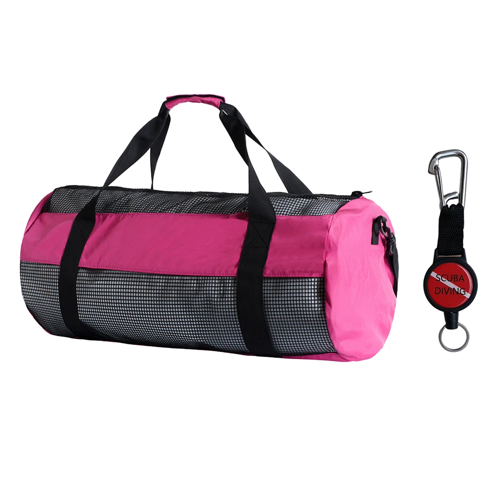 Durable Dive Mesh Duffel Bag Snorkeling Retractor Lanyard Holder Hook Carabiner for Diving Water Sports