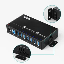 Sipolar Алюминиевый 7 портов USB 3,0 зарядное устройство концентратор многопортовый usb-разветвитель с 12 В 3 А адаптер со светодиодным индикатором кронштейн A-173