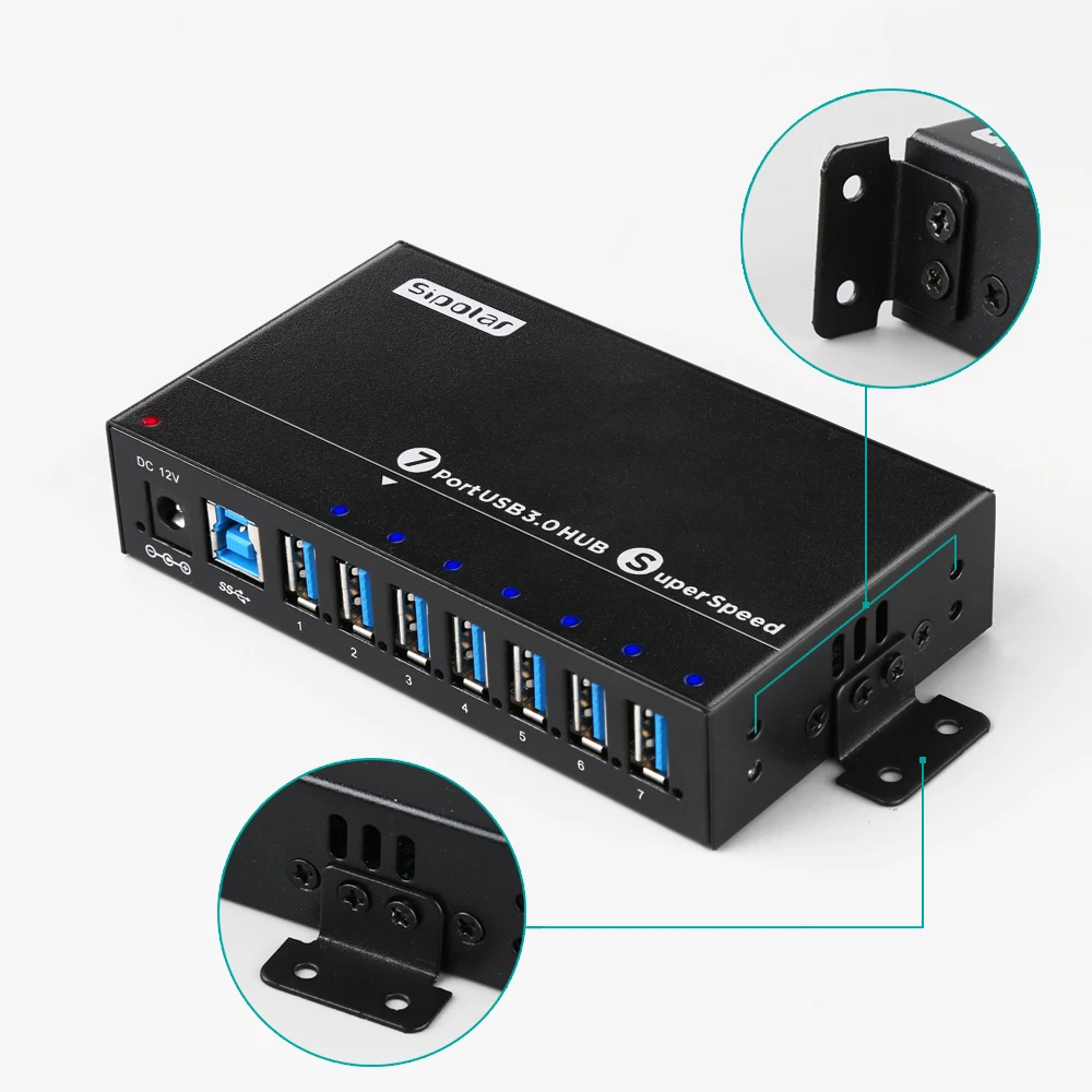 Sipolar Алюминий 7 Порты и разъёмы s USB 3 0 Зарядное устройство концентратор мульти