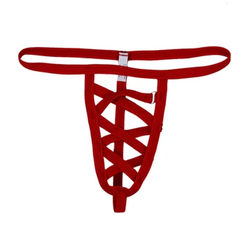 

Sexy Mens Straps See Through Pouch Thong Underwear Brief G-String - Red