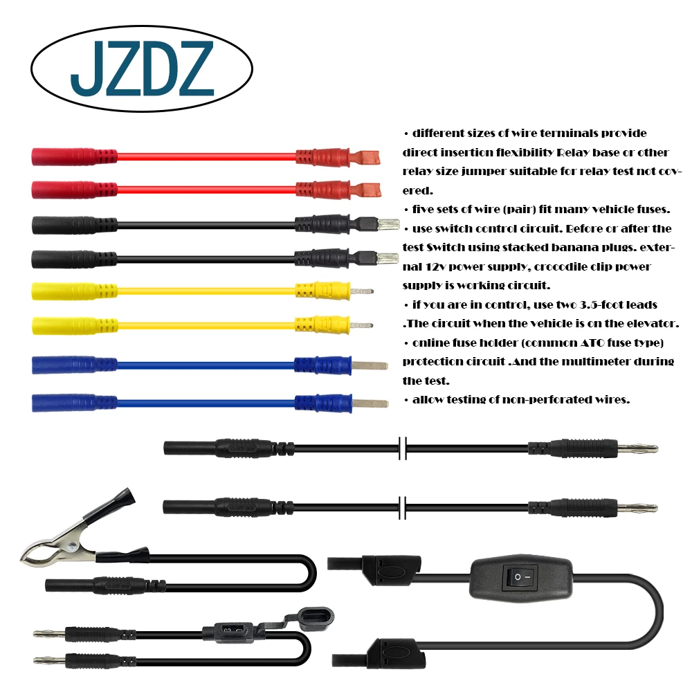 

JZDZ J.80005 Terminal Leads with Power/Switch/Fuse test Kit