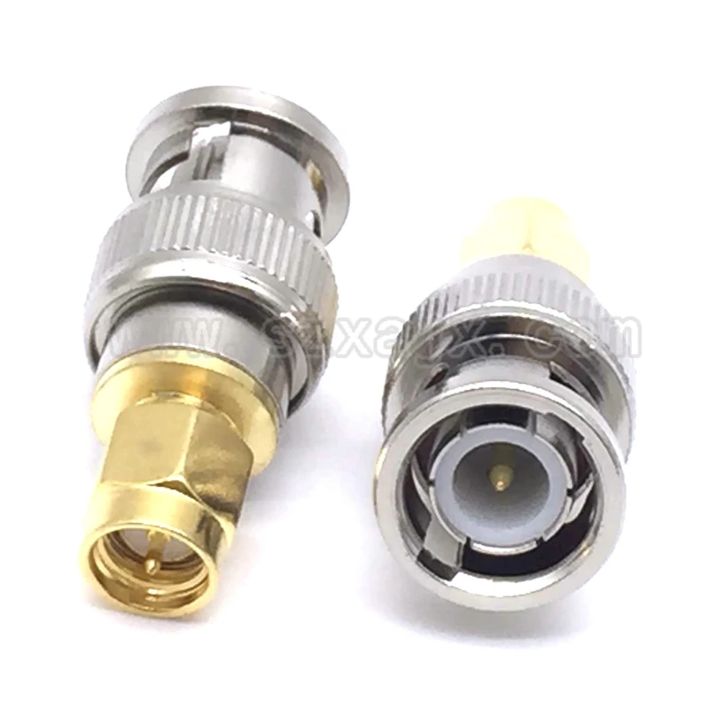 JX connector 2pcs RF adapter BNC-SMA BNC Male Jack Nickel Plating To SMA Female Plug Gold Plating Jack RF Connector Straight