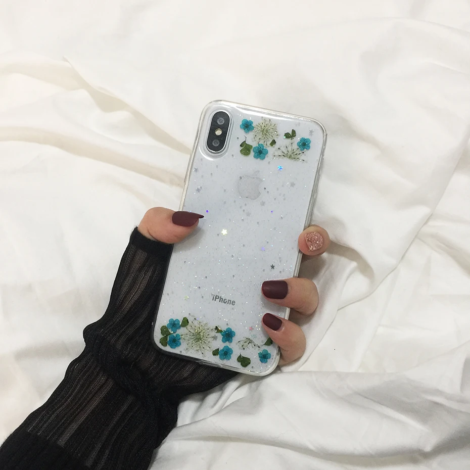 8 Qianliyao настоящие сушеные цветы прозрачный, мягкий чехол для iphone X 6 6S 7 8 Plus 11 Pro Max чехол для телефона для iphone XR XS Max чехол - Цвет: 8
